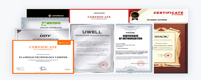 Certifications de l'Industrie Fumot Vape